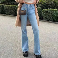 Lizakosht Wide leg plush jeans for in new fashion straight tube waist slimming mopping micro flare pants for women bell bottoms