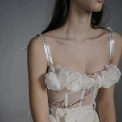 Lizakosht Sexy Summer Corset Top for Women Flowers 3D Decoration Bodycon Female Tank Top Letters Print Lady Clothing H