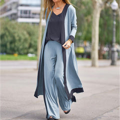 Fashion Casual Cardigan Outwear 3 Piece Sets Outfits Spring Straight-Leg Pants Color Matching Small Sling Tops Homewear Clothing