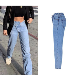 Lizakosht New Autumn and Winter New High-waist Irregular Jeans Women Flared Large Size Casual Fashion Wide-leg Skinny Jeans for Women