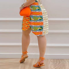 Spring Summer New Irregular Dress Fruit Printed Short Skirt Women's Clothing Mini Dress Half Sleeve High Waist