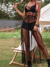 Lizakosht Sexy Perspective Star Mesh Bikini Cover Up Dress Fashion Ins Style Street Sling Dress New Long Net Yarn Female Beachwear Dress