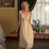 Lizakosht Mesh Cloth Suspender Nightdress Long Sweet Pajamas Princess Sleepwear Sexy Ladies Chest Cushion Halter Women Home Service
