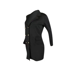 J6112 women's autumn and winter new black V-neck double breasted suit coat dress