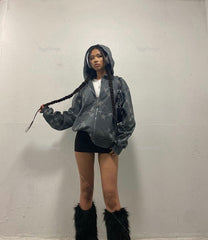 Retro Fashion Star Pattern Hoodie Streetwear Y2k Sweatshirt Men Pullover Zip Jacket Women Fashion Women's Tops harajuku hoodie