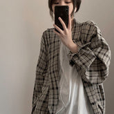Retro Plaid Jackets Women Harajuku Unisex All-match Basic Teens Checkered Shirts Outwear Spring Single Breasted Couples Coats