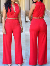 Lizakosht Women Casual Sleeveless One Piece Romper Office Sexy V-neck Shirt Jumpsuit Fashion Wide Leg Trousers With Belt Playsuit Overalls