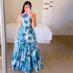 Lizakosht Spring Summer Spring Slim Long Skirt Fashion Swing Dress