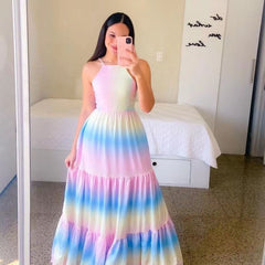 Lizakosht Spring Summer Spring Slim Long Skirt Fashion Swing Dress