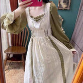 Vintage Mori Girl Women Dress Lace Chic Style Flare Sleeve Bandage Chiffon Prairie Lawn Dresses Female Retro Femme Vestido