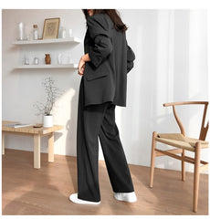 Lizakosht Office Lady Blazer Suits Korean Style Two Piece Set Women Suit Jacket + Wide Leg Pants OL Ensemble Femme 2 Piece Outfits Elegant