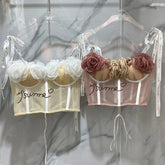 Lizakosht Sexy Summer Corset Top for Women Flowers 3D Decoration Bodycon Female Tank Top Letters Print Lady Clothing H