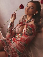 Lizakosht  High Quality Summer Sexy  Dress Women Floral Party Mini Dress 2022 New Arrivals Long Sleeve Bodycon Dress Club Evening Dresses