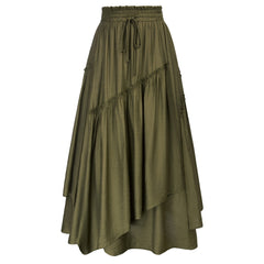 Lizakosht SD Women Renaissance Long Skirts Women Overlay Decorated Drawstring Waist Swing Skirt Victorian Renaissance Maxi Skirt A30