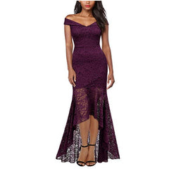 Lizakosht Women's New Off-Shoulder Lace Long Sheath Hem Swallow Tail Sexy Party Dresses Female Sleeveless Bodycon Dress Mujer Vestido