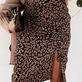 Lizakosht Spring High Waist Skirts Floral Print Drawstring Women Split Midi Skirt Female Casual Boho Bodycon Skirts