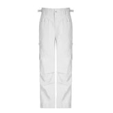 Lizakosht White Vintage Loose Casual Jeans High Waist New Women's Cargo Pants Full Length Slim American Style Fashion Female Jeans