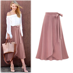 Lizakosht Winter Warm Womens Irregular Elastic Waist A-line Skirts Hip Slim Medium-long Loose Skirts
