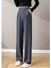 Lizakosht Women Spring Summer New Casual  Office Lady Straight Pants Autumn  High Waist Female Work  Suit Pants