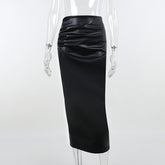 Lizakosht Summer Women's Stitching Black Temperament Commuter Skirt
