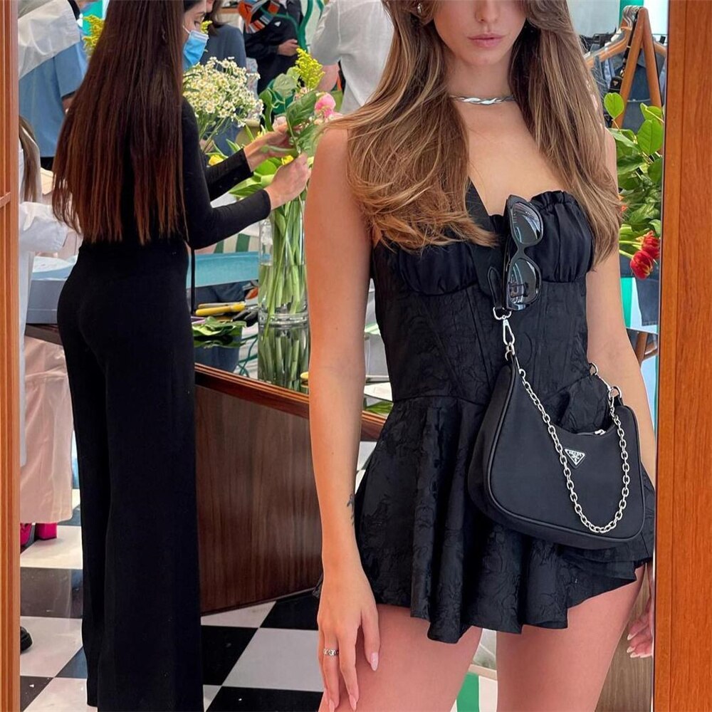 Lizakosht  Evening party dresses for women 2022 Summer clothes sexy off shoulder dress elegant vintage embroidered dress mini black