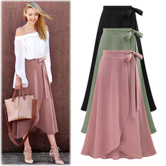 Lizakosht Winter Warm Womens Irregular Elastic Waist A-line Skirts Hip Slim Medium-long Loose Skirts
