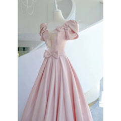 Pink Satin Prom Dresses 2022 Luxury Elegant Square Neck A-Line Floor-Length Backless Long Women Evening Dresses With Train