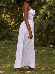 Sexy Floral Spaghetti Strap Dress Women Summer Purple Print Lace Up Elegant Slim Backless Fairycore Long Dress Party