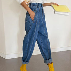 High Waist Jeans Women Harem Pants Korean Style Outfits Casual High Street Denim Trousers Pantalon Femme Vintage Jeans