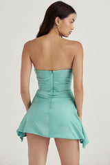 Lizakosht Summer Women's Mini Skirt Dress One Word Collar Sleeveless Off Shoulder Solid Color Dress Sexy Backless Skinny Brown Dress