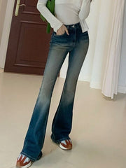 Retro all-match jeans 2022 spring and autumn new high-waisted slim micro-flare jeans Korean fashion women's clothing