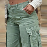 Lizakosht Women 2yk Clothes Oversize Wide-Leg Trousers Fashion Pocket Solid Color Long Pants Female Hip Hop High Waist Cargo Pants