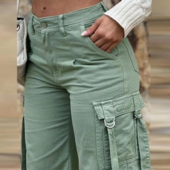 Lizakosht Women 2yk Clothes Oversize Wide-Leg Trousers Fashion Pocket Solid Color Long Pants Female Hip Hop High Waist Cargo Pants