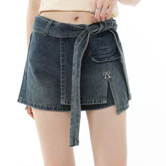 Lizakosht Korean waistband Y2K Vintage Blue Short woman Denim Mini Skirts Aesthetic Fairy Grunge High Waist Jeans A-line Skirt Alt Clothes