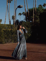 Sexy V-Neck Backless Hollow Out Dress 2022 Summer Women Lantern Sleeve Club Party Long Maxi Dresses Tunic Beach Cover Up A916