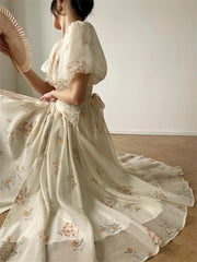 Lizakosht Midi Dress Women Summer New Fashion Elegant Casual Slim Vestidos Evening Party Korean Print Dresses Female Vintage Clothes