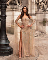 Lizakosht Sexy Raglan Sleeve Tube Top Dress Split Evening Party Dress