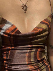 Lizakosht Elegant Sexy Backless Bandage Print Ruched Mini Dress for Women Club Party Sleeveless Straps Dresses Clothes New