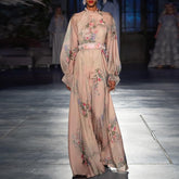 Summer Clothes for Women Vintage Long Sleeve Floral Printed Long Dress Vacation Bohemian Boho Maxi Dress Female