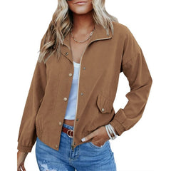 Lizakosht Autumn Winter Motor Coat for Women New Fashion Casual Long Sleeve Turn Down Collar Zipper Jacket Outwear