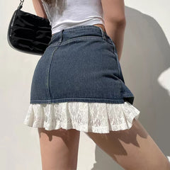 Lizakosht Ultra Extreme Mini Denim Skirt Micro Low Waist Y2K Microskirt Short Jeans Skirts Belt A-line Harajuku Punk Korean Style
