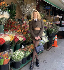 Lizakosht female autumn and winter new fashion suit with skirt tweed sexy office split mini skirt 2-piece casual suit