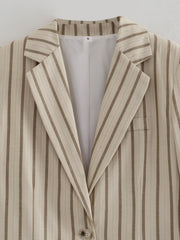 Lizakosht Fashion Striped Women's Blazers Female Chic Single-breasted Blazer Suits Ladies Notched Collar Elegant Blazer Coat