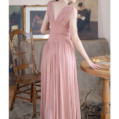 Lizakosht New Elegant Womens Dress V-neck High Stretch Sleeveless Bodycon Dress Vintage High Waisted Sexy Party Women's Clothing Evening