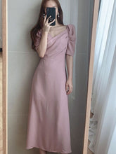 Summer Women Korean Style Chic Sweet Puff Sleeve Dress Female Lace Up Elegant Clothes