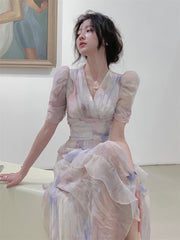 Lizakosht Summer New Women Fashion Elegant Midi Dresses Female Casual A-Line Evening Party Vestdios Clothes