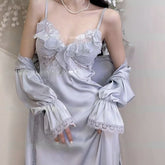 Lizakosht French Women Nightwear Vintage Nightgown Retro Fairy Palace Nightdress Lace New Court Princess Lounge Sleepwear Gowns