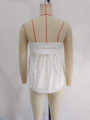 Lizakosht Fashion Women's Tube Crop Tops Summer Female Backless Sexy Top Ladies Casual Loose Folds Corset Top Clothes New In