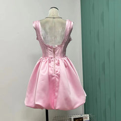 Lizakosht summer new French Hepburn style temperament cut print waist slim flower bud skirt A word fluffy dress