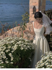 Summer New Women Fashion Elegant White Midi Dresses Vintage Princess Female Party A Line Clothes Vestdios